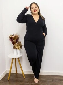 Plus Size Jumpsuits - màu đen - Xem 2