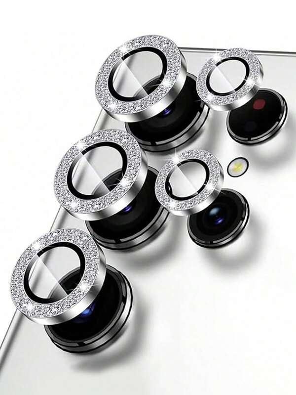 1 Set Metal Camera Lens Protector Compatible With Samsung Galaxy Gift For Birthday, Family, Friends Sparkling Crystal, Lens Protector, Phone Accessories