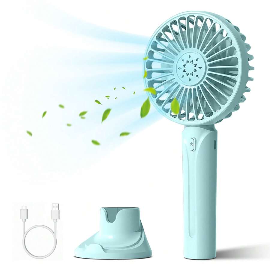2000 MAh Rechargeable USB Fan, 3 Speed Adjustable Mini Portable Fan, Rechargeable Handheld Fan For Office, Outdoor, Home, Travel, Indoor And Outdoor - 藍色 - 查看 1
