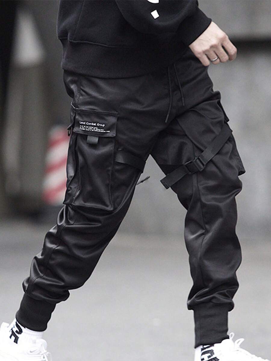 Pantalones negros clásicos de estilo informal para hombre, pantalones suaves cómodos y transpirables, aptos para correr, bailar en la calle, joggers,hacer deporte y para el día a día. - Negro - Ver 1