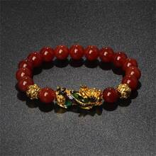 Pulsera Pi Xiu que cambia de color de 1 pieza para mujeres Bracelets Feng Shui Wealth Pi Yao Obsidian para hombres de 10 mm Dragon Mantra bead Bangle Joyería de la suerte Pixiu de 10 mm Feng Shui Beads para hombres, Pulsera de cuentas de amuleto tallada a mano de dragón Pi Yao de 19cm-7.5inch para mujeres, joyería de riqueza
