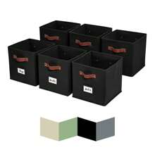 6/12pcs 11"/13" Cube Storage Bins Collapsible Storage Basket | Fabric Closet Organizers - 黑色 - 查看 5