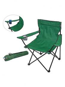 Folding Chair For Camping Fishing Beach With Cup Holder And Bag - màu xanh lá - Xem 4