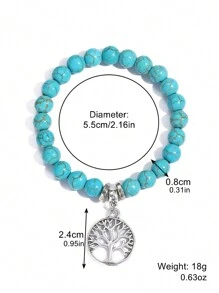 1 Máy Tính Thời Trang Hợp Kim Boho Mặt Dây Chuyền Thanh Lịch Xanh Ngọc Vòng Tay Nữ Cô Gái Đa Năng Vintage Hàng Ngày & Quà Tặng - màu ngọc lam - Xem 16