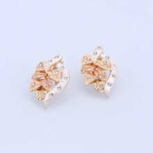 1pc Fashionable Crystal Leaf Gold-Colored Jewelry Set, Including Necklace, Earrings, Bracelet And Ring, Suitable For Women's Wedding Party Outfits, Gift Set