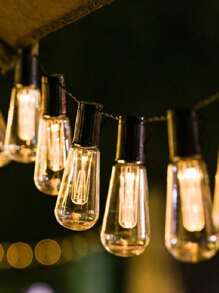 1 peça Luz de Corda Solar Retrô à Prova d'Água com 8 Funções e Lâmpadas LED para Acampamento, Pátio, Jardim, Festa de Festival (4,5m/10 Luzes) Decoração de Outono, Decoração de Casa, Decoração para Exteriores