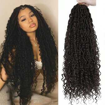 18 Inch Goddess Locs Crochet Hair Faux Locs Crochet Hair Pre Looped River Locs Crochet Hair With Curly Ends,4#