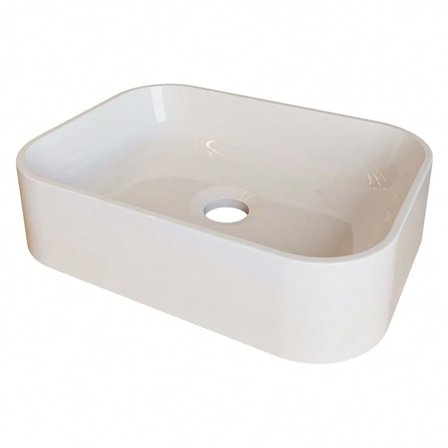 Pia Lavatório para Banheiro Retangular Oxford Branco Brilho