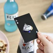 1入創意黑桃信用卡瓶開器撲克牌造型不銹鋼廚房工具啤酒開瓶器、啤酒罐開瓶器