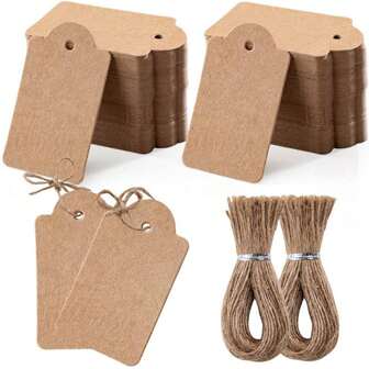1pack 50pcs Cards + 13m Rope DIY Kraft Paper Blank Christmas Wedding Party Favor Gift Hang Tags,Christmas