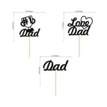 12 PCS Father's Day Cupcake Toppers Cake Decorations For Dad's Birthday - Black - View 2