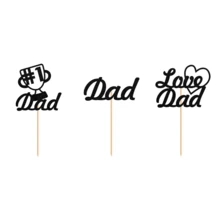 12 PCS Father's Day Cupcake Toppers Cake Decorations For Dad's Birthday - Black - View 6