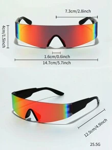 POLASUP 1 Pair Women's Wrap-Around Fashion Glasses, Coated Reflective Lenses, Futuristic Geometric Polygon Cyberpunk Street Style, Paris Runway Beach Accessory, Y2K Music Festival, Summer Beach Vacation, Outdoor Travel - Multicolor - View 12