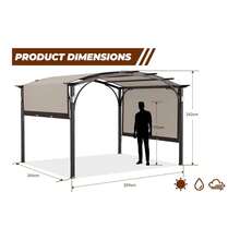 10' X 8' Metal Pergola Retractable Patio Gazebo Canopy - Beige - View 2