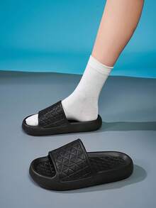 女士纯色 EVA 一脚蹬凉鞋，防滑，休闲，度假，沙滩 - 黑色 - 黑色 - 查看 3