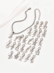 1pc 26 English Alphabet Fashion Dragon Bone Anklet, Simple All-Match Style Stainless Steel Foot Jewelry With High-End Feeling