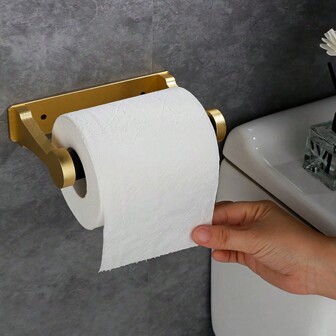 1個馬桶紙巾架，不銹鋼毛巾架，自粘式多尺寸無穿孔高級加厚防銹馬桶紙儲物架，浴室、廚房、洗手間用品，浴室配件