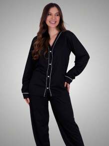 Pijama Inverno Americano Amamentação Manga Longa Calça