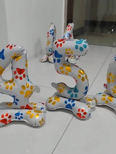 1pc 16-Inch Dog Paw Base Aluminum Foil Balloon With Numbers 0-9 For Birthday Party Decoration,