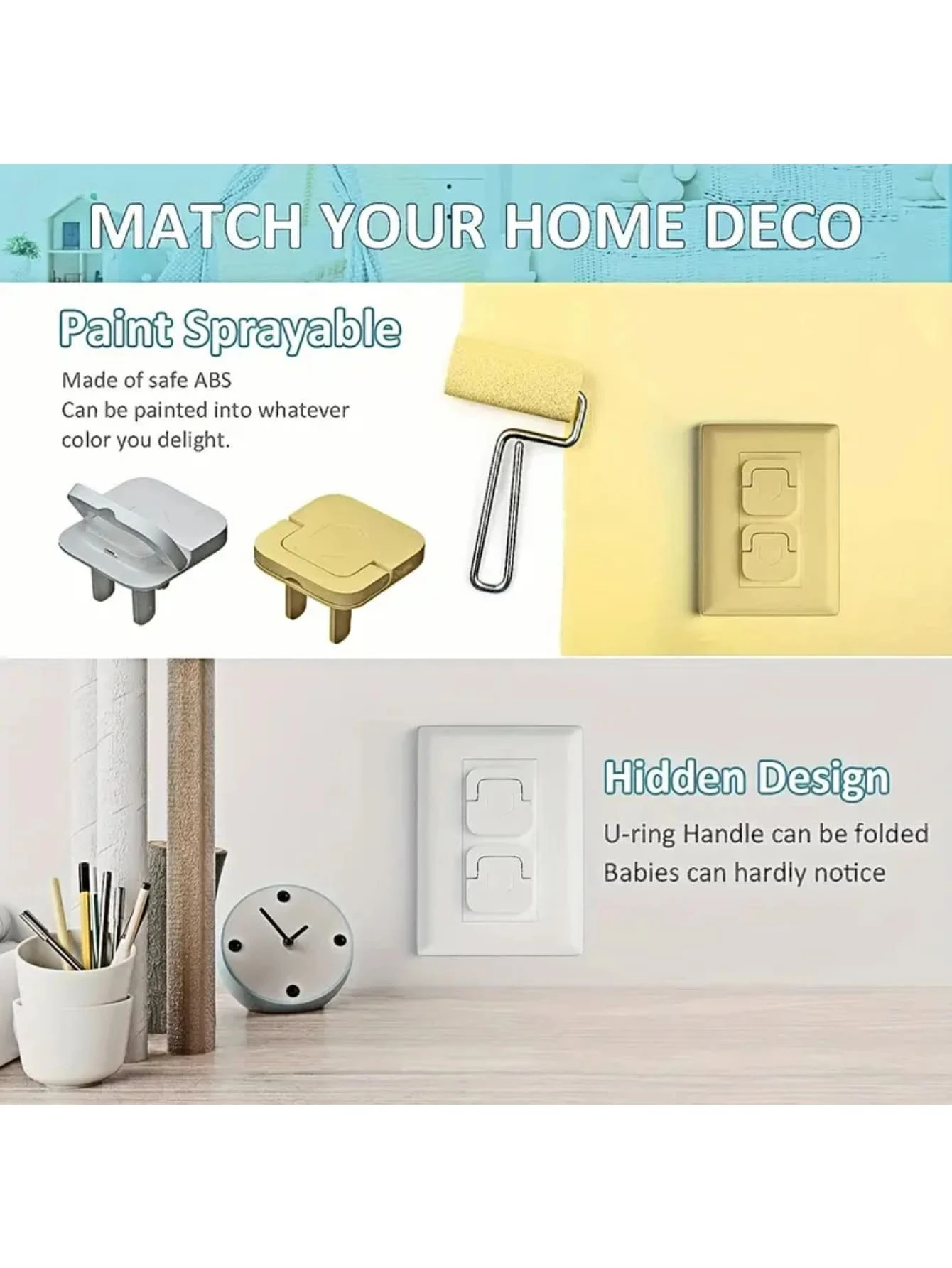 ChildSafe Outlet Covers With Hidden Handle Square Socket Protectors