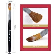 Nail Art Brush Set, Black Handle Round Tip Badger Hair Crystal Brushes For Acrylic & Acrylic Powder Nail Art, Including Acrylic Brush, Nail Liner And Fan Brush