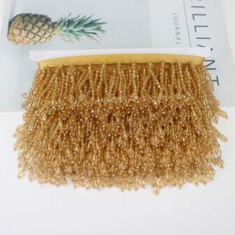 黃金黃色1碼水晶吊墜串珠流蕩花邊蕾絲DIY服裝舞台裝潢家居窗簾頭飾手工裝飾配件拉丁舞裝修縫紉裝飾