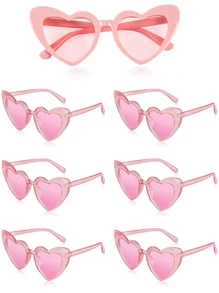 1 cái/7 cái Kính mát hình trái tim dự tiệc xinh xắn Kính mát mắt mèo Kính trái tim cổ điển cho tiệc cưới Trang phục dự tiệc độc thân Tiệc tặng cô dâu tương lai Đạo cụ ngày lễ tình nhân, Giáng sinh - Bụi hồng - Xem 3
