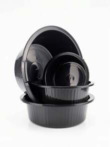 Kit 8 Peças Bacias Redonda Plásticas Coloridas Pequena Média Grande Para Armazenamento Cozinha Lavanderia - Preto - Visão 4