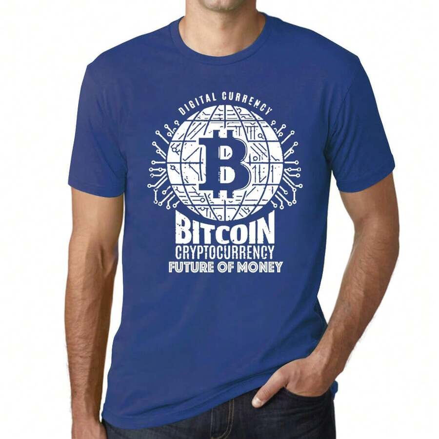 Men's Graphic T-Shirt Bitcoin Future Of Money Hodl Btc Crypto Friendly Limited Edition Short Sleeve Tee-Shirt Vintage Birthday Gift Novelty