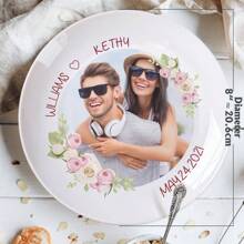 1pc Custom Photo Plate, Custom Photo Dish, Custom Text Plate, Custom Plates, Personalized Plates, Custom Picture On Plate, Mother's Day Gift, Father's Day Gift, Valentine's Gift, Anniversary Gift, Graduation Gift, Ideal Gift For Father/Mother, Unique Gift For Husband/Wife, Perfect Gift For Boyfriend/Girlfriend, Personalized Gift For Him/Her Christmas Gift - For Couple - View 6