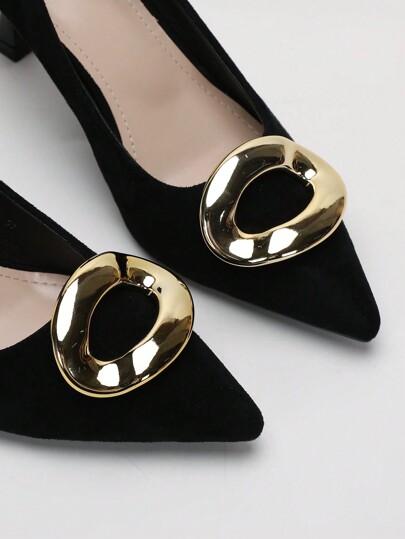 1pair Asymmetric Round Flat Shoe Clips Accessory For High Heels With Detachable DIY Simple Minimalist Design Unique And Cool Style, Elegant Fshoes Accessories For Spring Summer