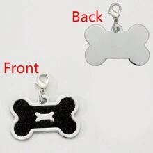 Custom Metal Pet Identification Tag With Pink Bone Shape, Used For Cat And Dog Key Chains. - Black - View 11