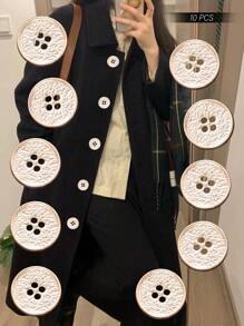 10pcs/set Clothing Hand-sewn Metal & Fabric Buttons Diy Handmade Decoration - Gold - View 5
