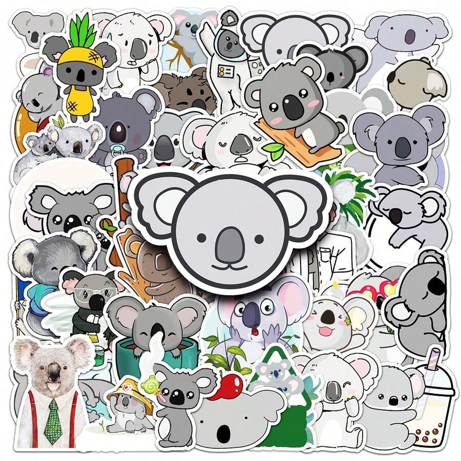 50 piezas de pegatina de graffiti de animal de dibujos animados de koala para la decoración del equipaje - Multicolor - Ver 1