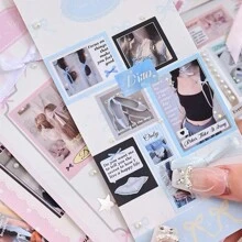 1 Roll Ballet Style Doodle Sticker, Cute Pattern For Journal Decoration And Luggage Laptop Phone Refrigerator Back To School - Blue - View 8