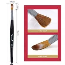 Nail Art Brush Set, Black Handle Round Tip Badger Hair Crystal Brushes For Acrylic & Acrylic Powder Nail Art, Including Acrylic Brush, Nail Liner And Fan Brush