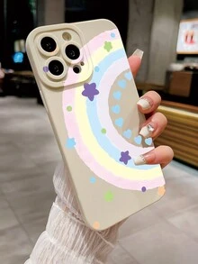 1 Vỏ điện thoại chống sốc hình đôi mắt thiên thần hình ngôi sao cầu vồng dễ thương Tương thích với Apple/Samsung/Xiaomi/OPPO/Realme/Infinix - Màu be - Xem 6