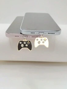 2pcs Cartoon Gamepad Design Decorations For Phone Charging Ports (Compatible With IPhone/Type C) Dust Plug