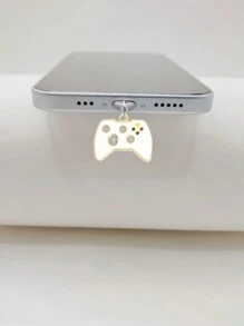 2pcs Cartoon Gamepad Design Decorations For Phone Charging Ports (Compatible With IPhone/Type C) Dust Plug