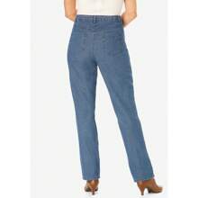 Woman Within Plus Size Petite Perfect Relaxed All-Cotton Denim Five-Pocket Jeans - 自然卡其色 - 查看 2