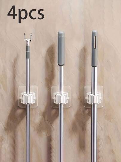 1/4/8pcs Mop & Broom Holder, Wall-Mounted Bathroom Hook, Strong Mop Hanger, Plastic Wall Hook, Mop Organizer, Broom Hanger, Broom Clip, Wall-Mounted Mop & Broom Storage Rack, Multi-Functional Tool Organizer, Household Storage Rack, Wall-Mounted Adhesive Hook, Mop Organizer Rack, Brush & Broom Holder, Bathroom Laundry Room Organizer, Mop Clip, Self-Adhesive Mop Holder, Bathroom Kitchen Garden, Cleaning Accessories, Household Small Tools, Space-Saving Household Storage Rack, Suitable For Bathroom, Kitchen, Bedroom, Toilet, Laundry Room, Garage, Easy To Install Bathroom Accessories Bathroom Tools