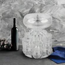 1盒/6入組射酒杯分配器，雞尾酒分配器，酒精飲品分配器，透明分配器適用於派對宴會，共享飲料工具，灌滿後自動分配到6個射酒杯中 - 白色 - 查看 6