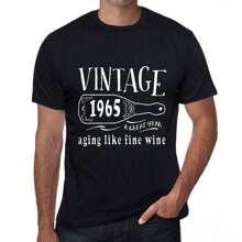 Men's Graphic T-Shirt Aging Like A Fine Wine 1965 60th Birthday Anniversary 60 Year Old Gift 1965 Vintage Friendly Short Sleeve Novelty Tee