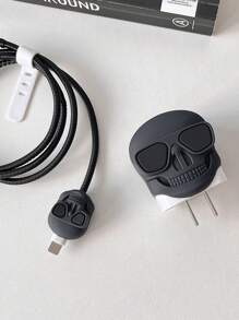 Cartoon Skull Sunglasses 1.5m Laser Winder Fastening Wire Clip TPU Protective 4-Piece Set Compatible With IPhone 20W Quick Charge Cable Cable Protector, Charger Protector