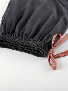 Bộ đồ hai mảnh mùa xuân và mùa hè mới 2024, quần short tay ngắn dành cho nữ, áo phông và quần short, cổ tròn, đồ ngủ thường ngày có thể mặc ra ngoài - Bụi hồng - Xem 7