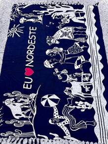 TRICOZHU  SAIDA PRAIA  CANGAS  MUITO  ESTANPA  INDIA  elefante coruja leão tigre  golfinho flor  ..... - Azul bebê - Visão 1