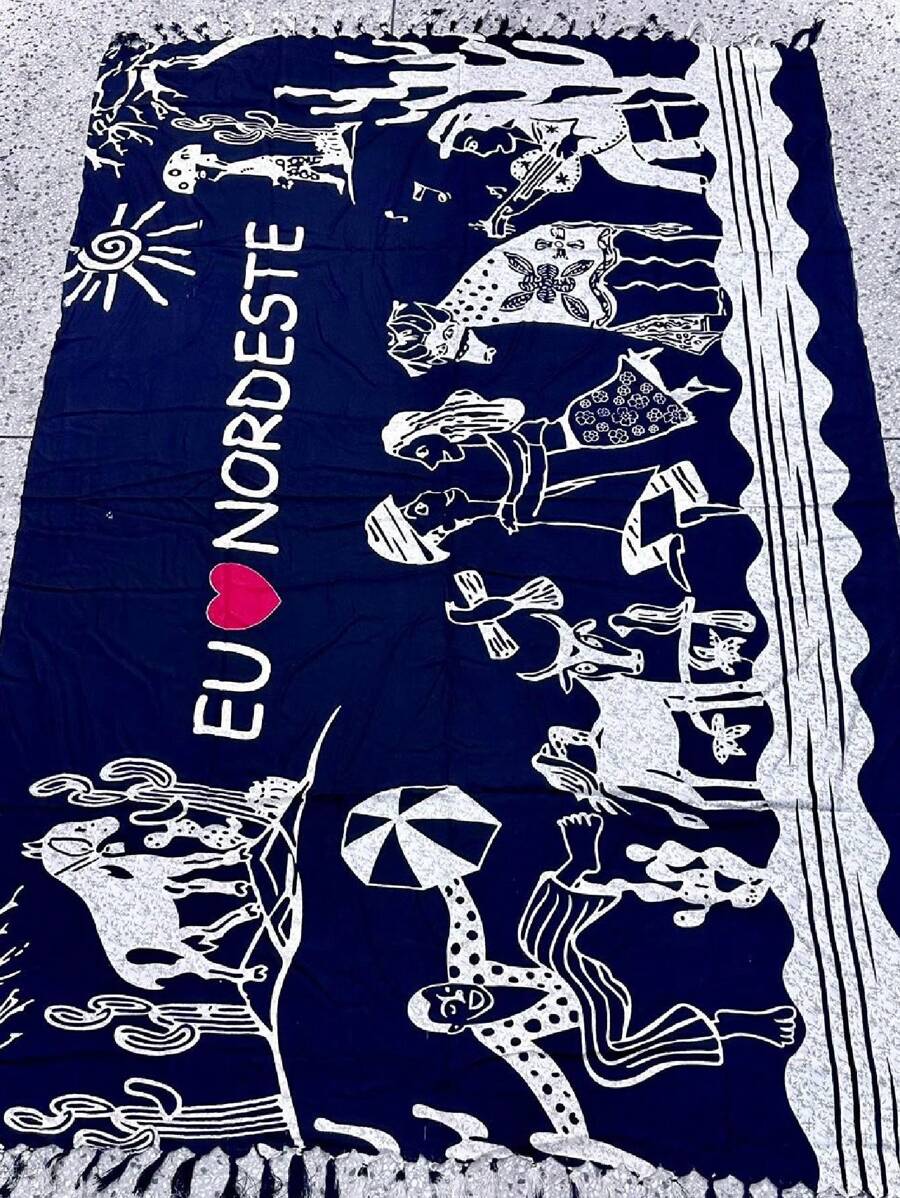 TRICOZHU  SAIDA PRAIA  CANGAS  MUITO  ESTANPA  INDIA  elefante coruja leão tigre  golfinho flor  ..... - Azul bebê - Visão 1