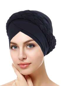 1 Peça Lenço Feminino Liso ou Multicolorido Novo para Primavera e Outono, com dois Bonés Trançados de Leite de Seda Únicos de Cor Única, Touca de Cabelo Turbante