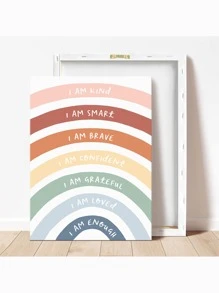 1pc Rainbow Positive Affirmation Canvas Print, Kid's Room, Nursery Or Classroom Wall Art, Frameless