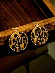 A Pair Of Retro Western Cowboy Style Personalized Leopard Print Creative Imitation Leather Fashion Niche Women's Earrings - Western Cowboy Style - View 10